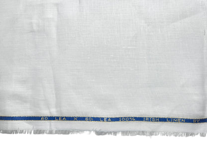 OCM 100% Pure Irish Linen 60Lea Shirting Fabric (White, Plain)