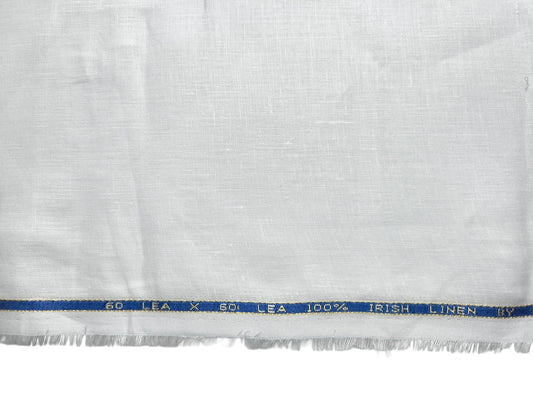 OCM 100% Pure Irish Linen 60Lea Shirting Fabric (White, Plain)