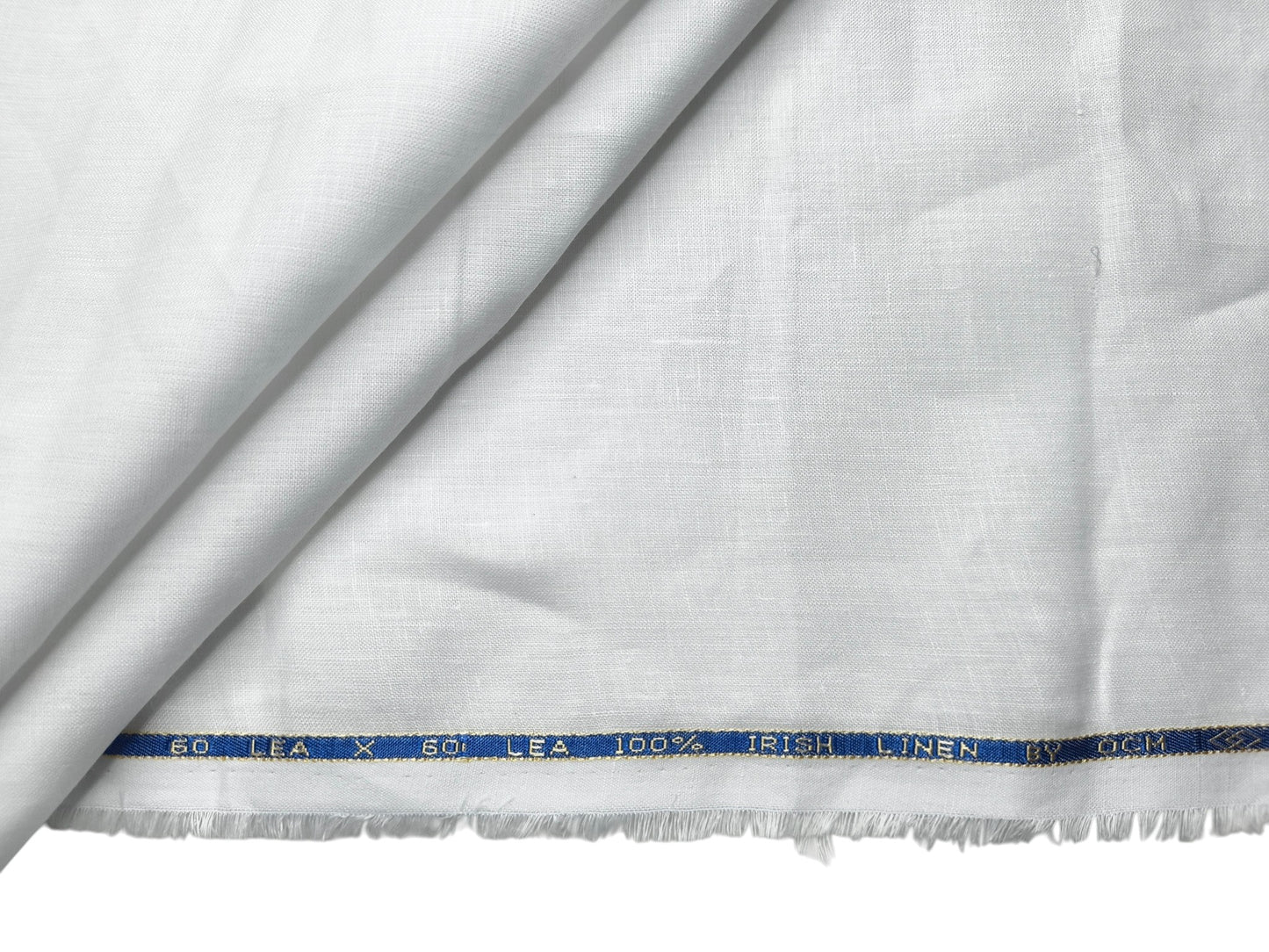 OCM 100% Pure Irish Linen 60Lea Shirting Fabric (White, Plain)