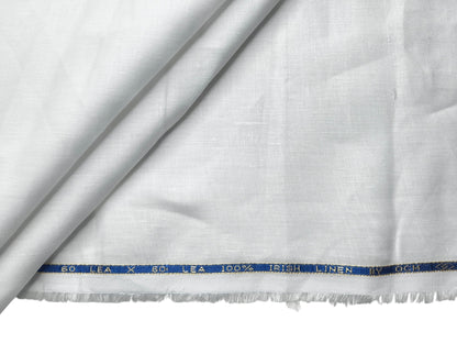 OCM 100% Pure Irish Linen 60Lea Shirting Fabric (White, Plain)