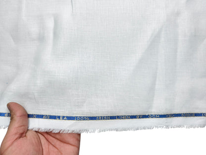 OCM 100% Pure Irish Linen 60Lea Shirting Fabric (White, Plain)