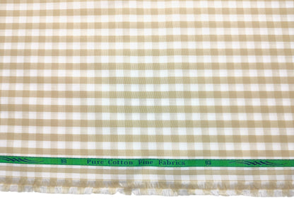 Grasim By Aditya Birla Group 100% Pure Cotton Shirting Fabric (Offwhite & Beige, Checks)