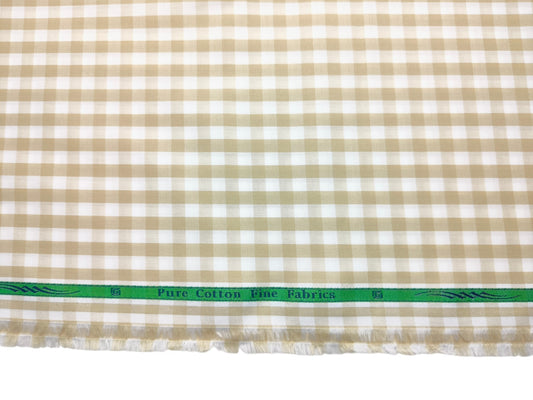Grasim By Aditya Birla Group 100% Pure Cotton Shirting Fabric (Offwhite & Beige, Checks)