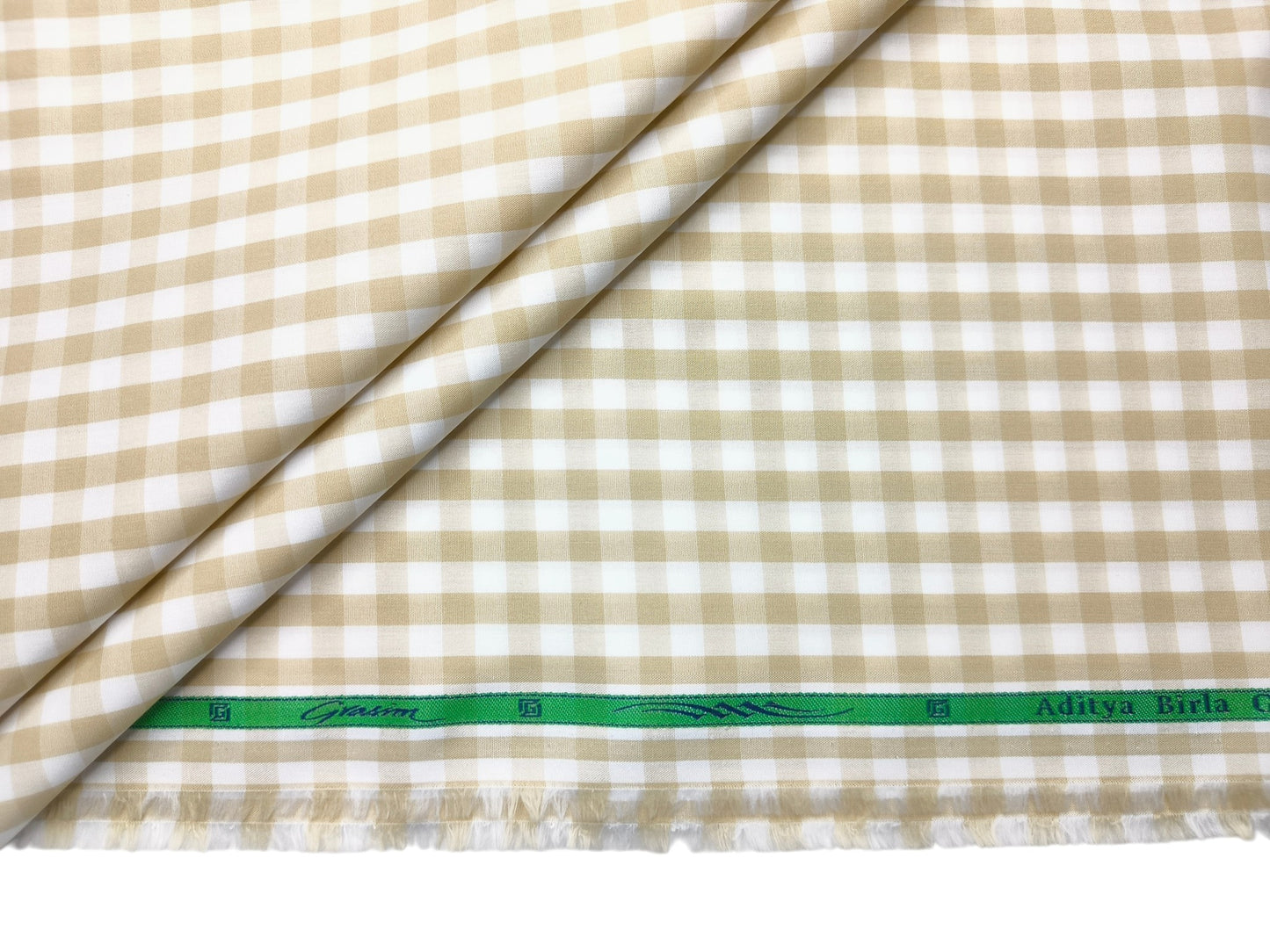 Grasim By Aditya Birla Group 100% Pure Cotton Shirting Fabric (Offwhite & Beige, Checks)