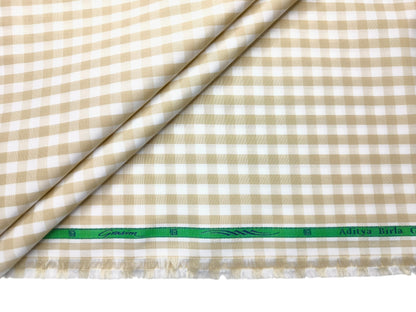 Grasim By Aditya Birla Group 100% Pure Cotton Shirting Fabric (Offwhite & Beige, Checks)