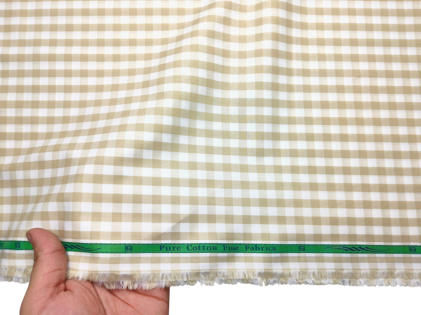 Grasim By Aditya Birla Group 100% Pure Cotton Shirting Fabric (Offwhite & Beige, Checks)