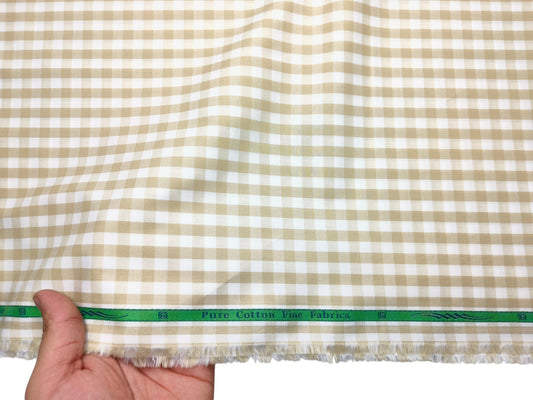 Grasim By Aditya Birla Group 100% Pure Cotton Shirting Fabric (Offwhite & Beige, Checks)