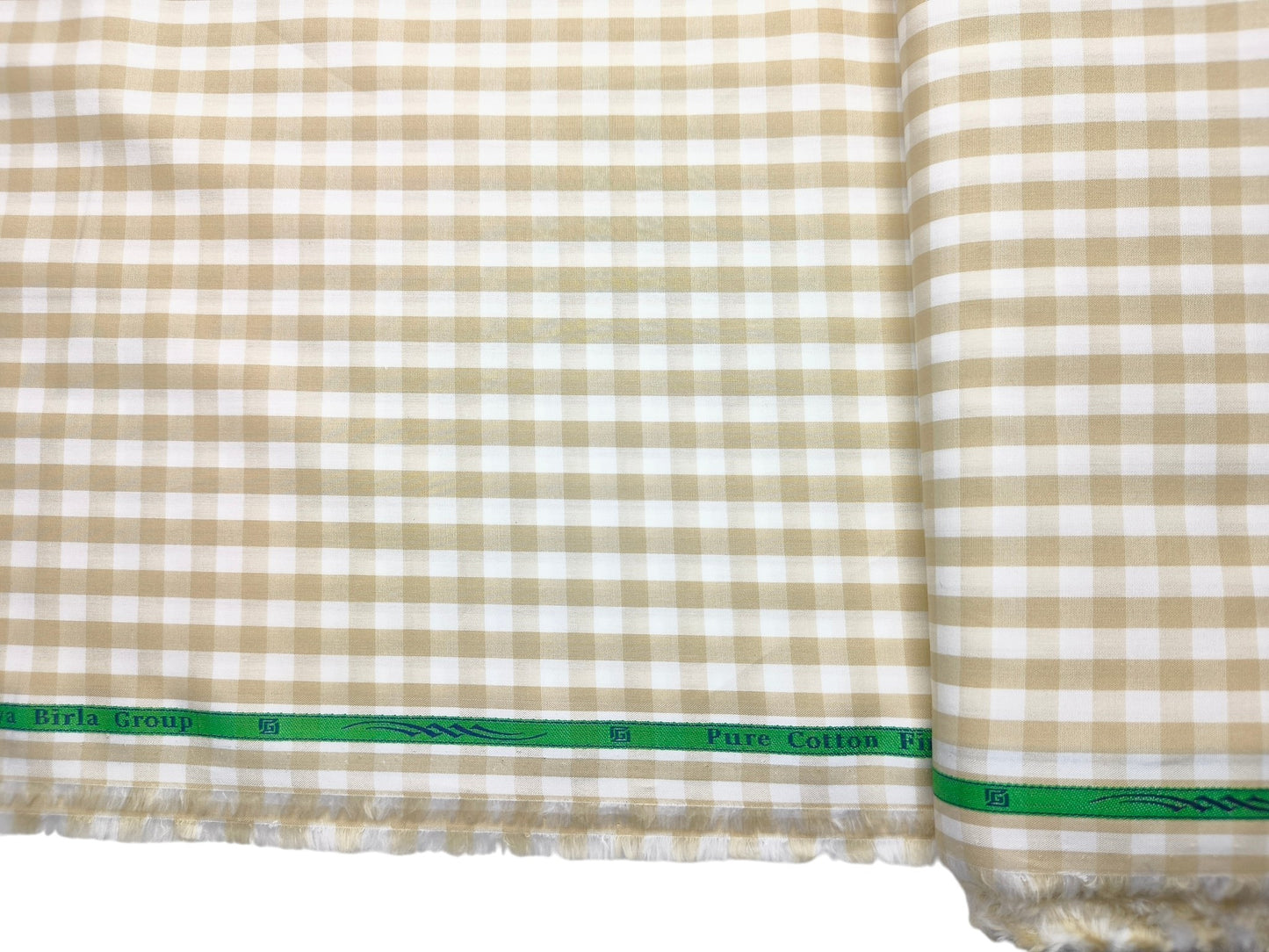 Grasim By Aditya Birla Group 100% Pure Cotton Shirting Fabric (Offwhite & Beige, Checks)