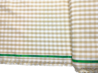 Grasim By Aditya Birla Group 100% Pure Cotton Shirting Fabric (Offwhite & Beige, Checks)