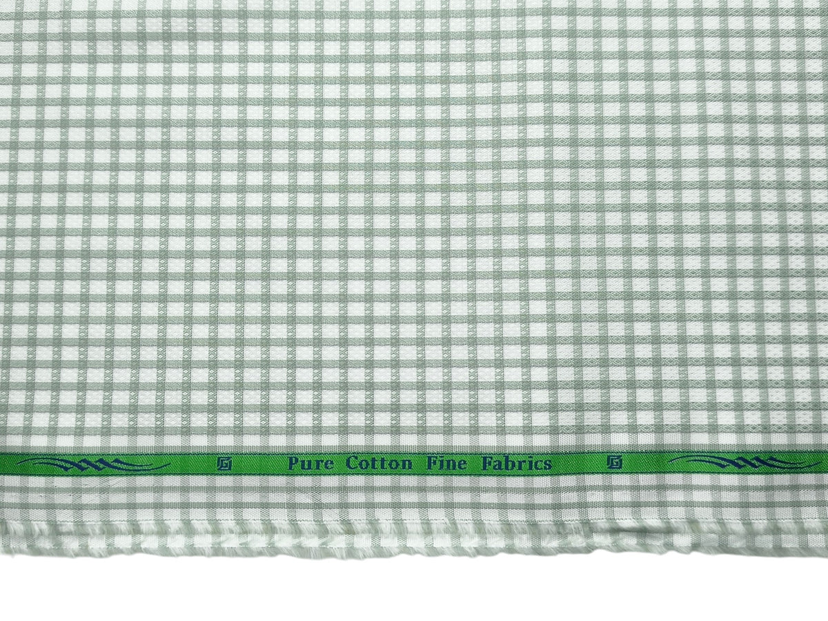 Grasim By Aditya Birla Group 100% Pure Cotton Shirting Fabric (Pista Green, Checks)