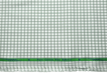 Grasim By Aditya Birla Group 100% Pure Cotton Shirting Fabric (Pista Green, Checks)