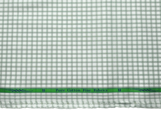 Grasim By Aditya Birla Group 100% Pure Cotton Shirting Fabric (Pista Green, Checks)