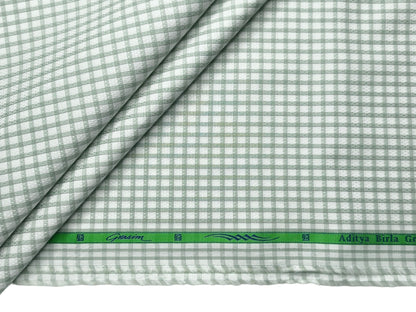 Grasim By Aditya Birla Group 100% Pure Cotton Shirting Fabric (Pista Green, Checks)