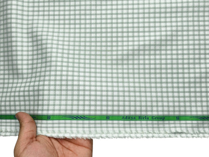 Grasim By Aditya Birla Group 100% Pure Cotton Shirting Fabric (Pista Green, Checks)