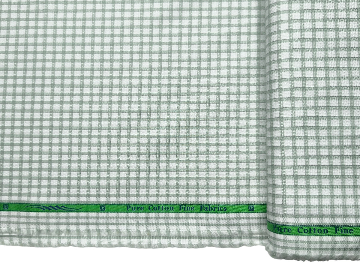 Grasim By Aditya Birla Group 100% Pure Cotton Shirting Fabric (Pista Green, Checks)