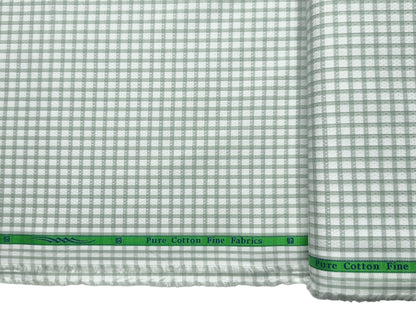 Grasim By Aditya Birla Group 100% Pure Cotton Shirting Fabric (Pista Green, Checks)