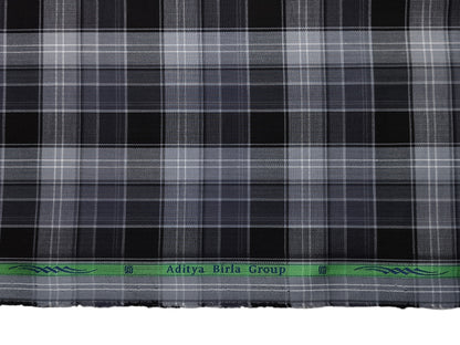 Grasim By Aditya Birla Group 100% Pure Cotton Shirting Fabric (Black & Grey, Multichecks)