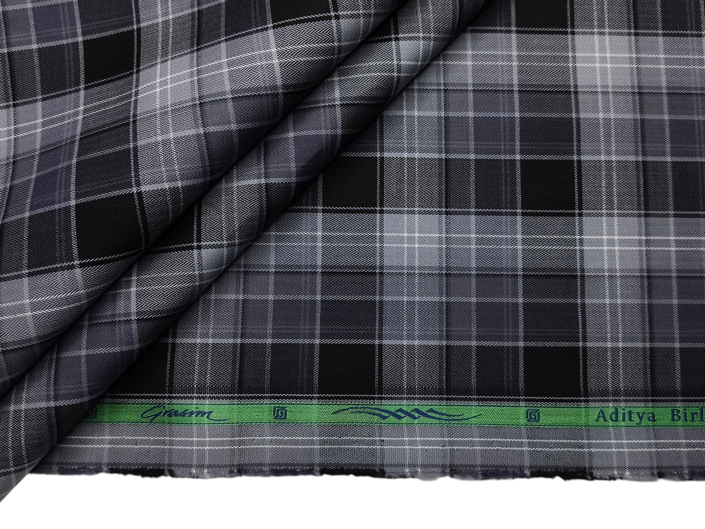 Grasim By Aditya Birla Group 100% Pure Cotton Shirting Fabric (Black & Grey, Multichecks)