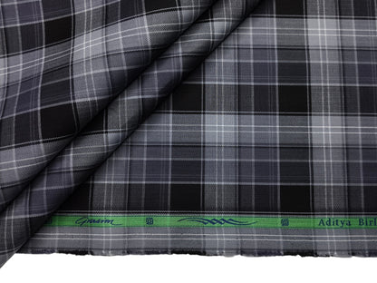 Grasim By Aditya Birla Group 100% Pure Cotton Shirting Fabric (Black & Grey, Multichecks)
