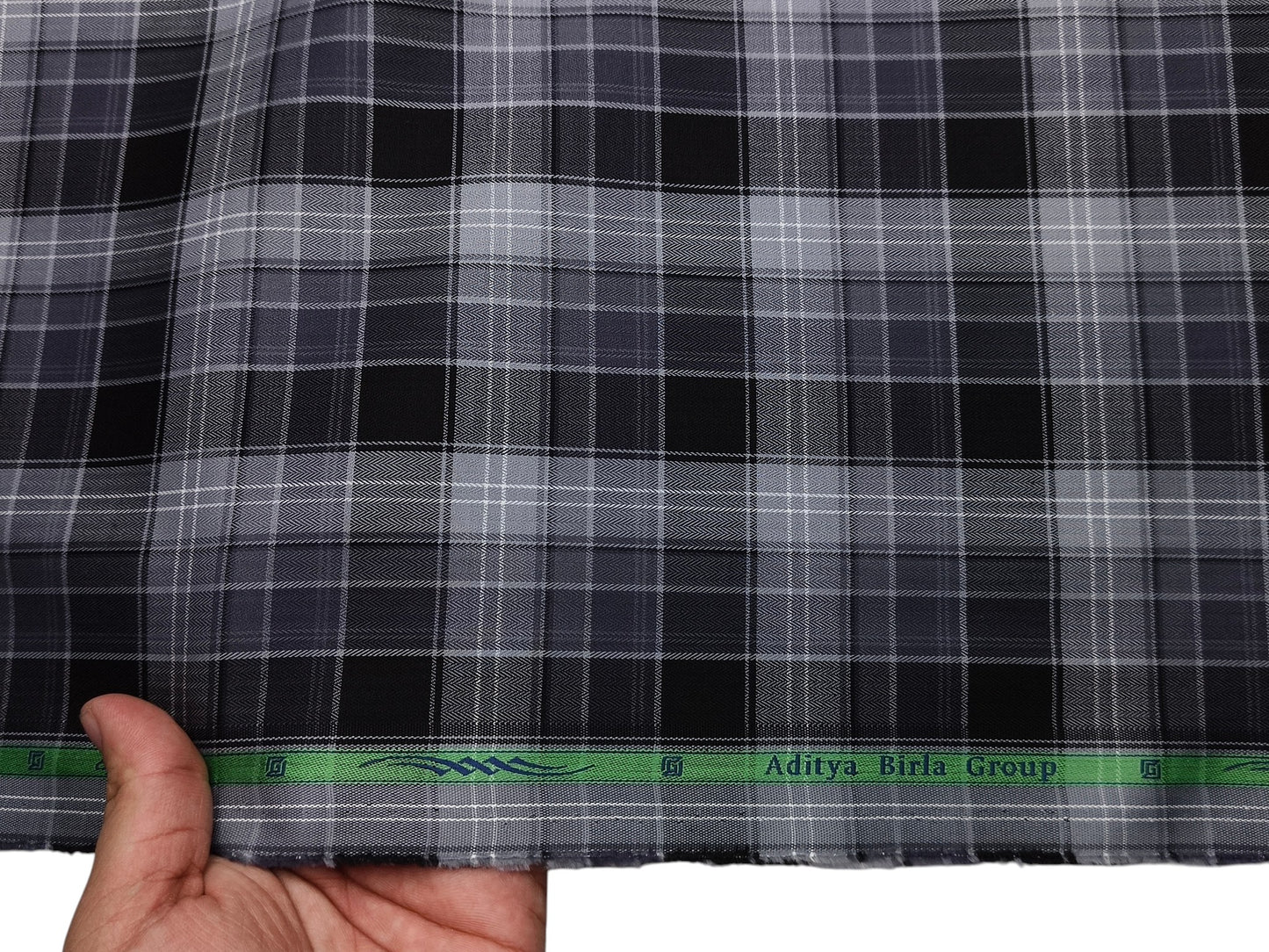 Grasim By Aditya Birla Group 100% Pure Cotton Shirting Fabric (Black & Grey, Multichecks)