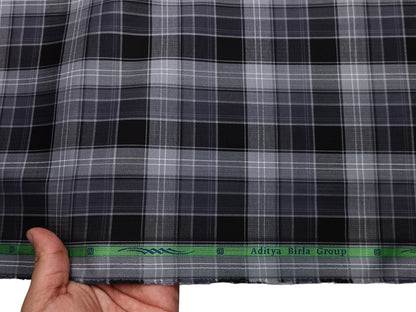 Grasim By Aditya Birla Group 100% Pure Cotton Shirting Fabric (Black & Grey, Multichecks)