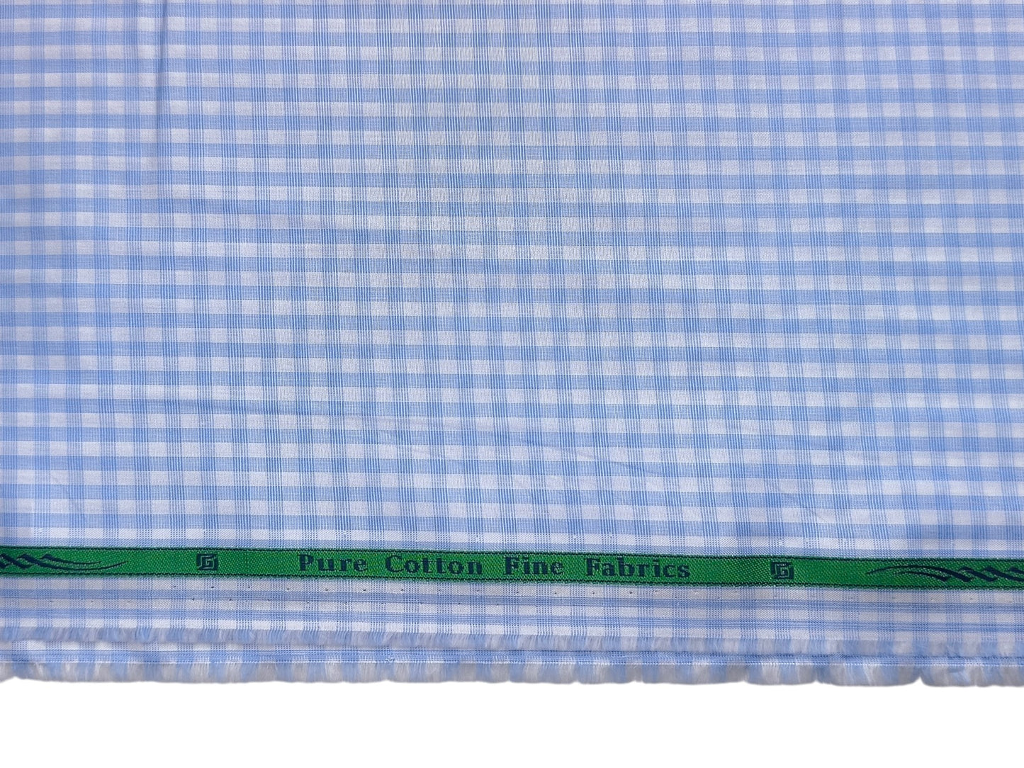 Grasim By Aditya Birla Group 100% Pure Cotton Shirting Fabric (White & Blue, Patterned Checks)