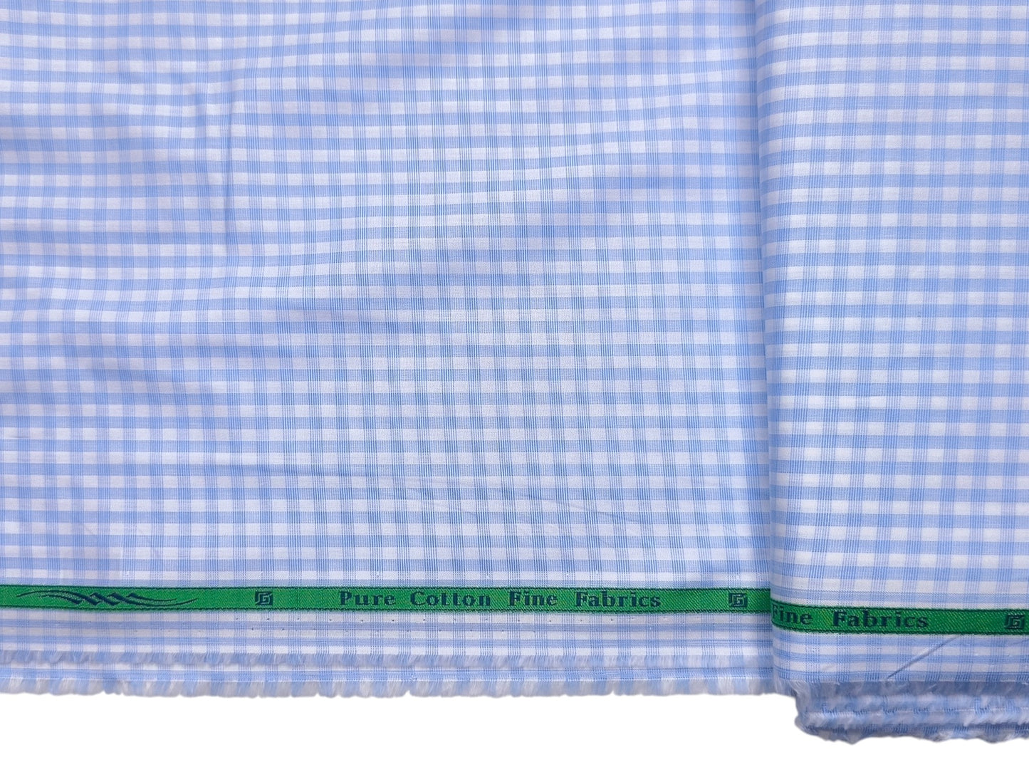 Grasim By Aditya Birla Group 100% Pure Cotton Shirting Fabric (White & Blue, Patterned Checks)