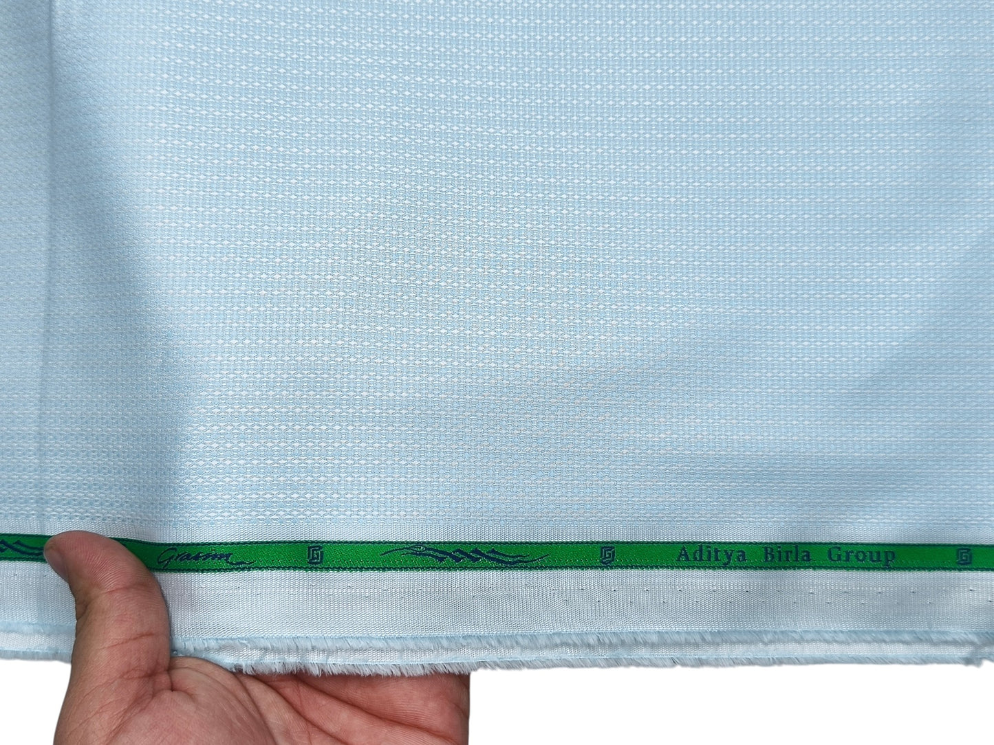 Grasim By Aditya Birla Group 100% Pure Cotton Shirting Fabric (Sky Blue, Patterned)