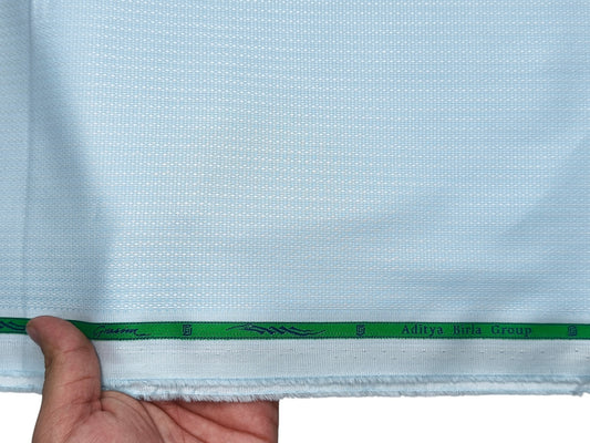 Grasim By Aditya Birla Group 100% Pure Cotton Shirting Fabric (Sky Blue, Patterned)