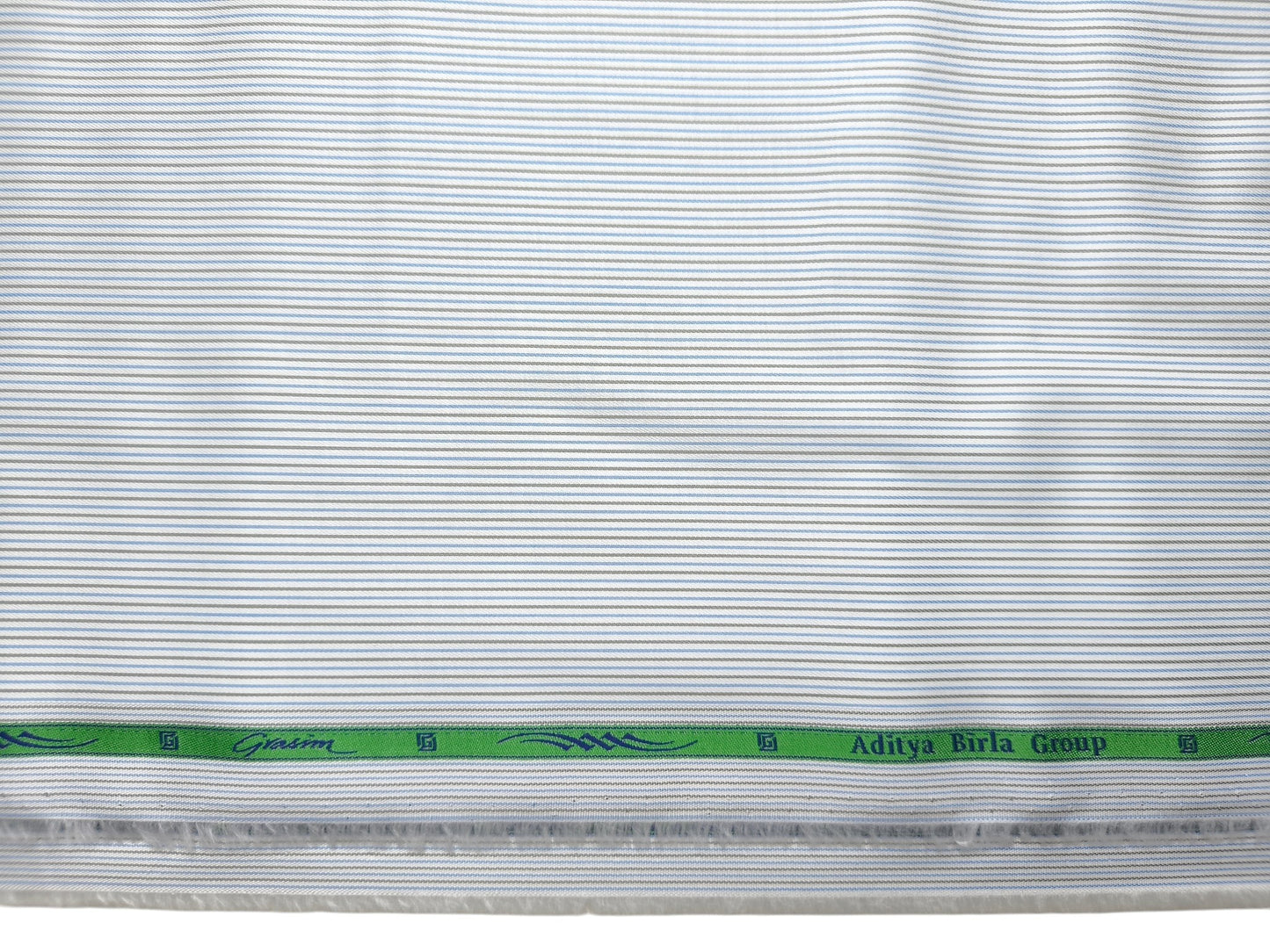 Grasim By Aditya Birla Group 100% Pure Cotton Shirting Fabric (White,Blue & Grey, Stripes)