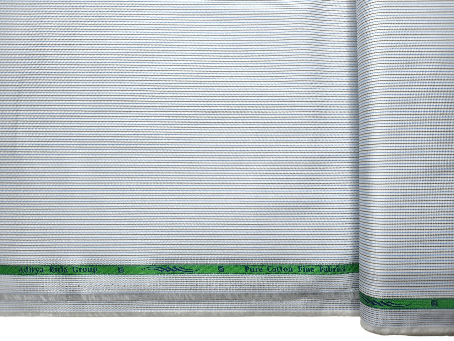 Grasim By Aditya Birla Group 100% Pure Cotton Shirting Fabric (White,Blue & Grey, Stripes)