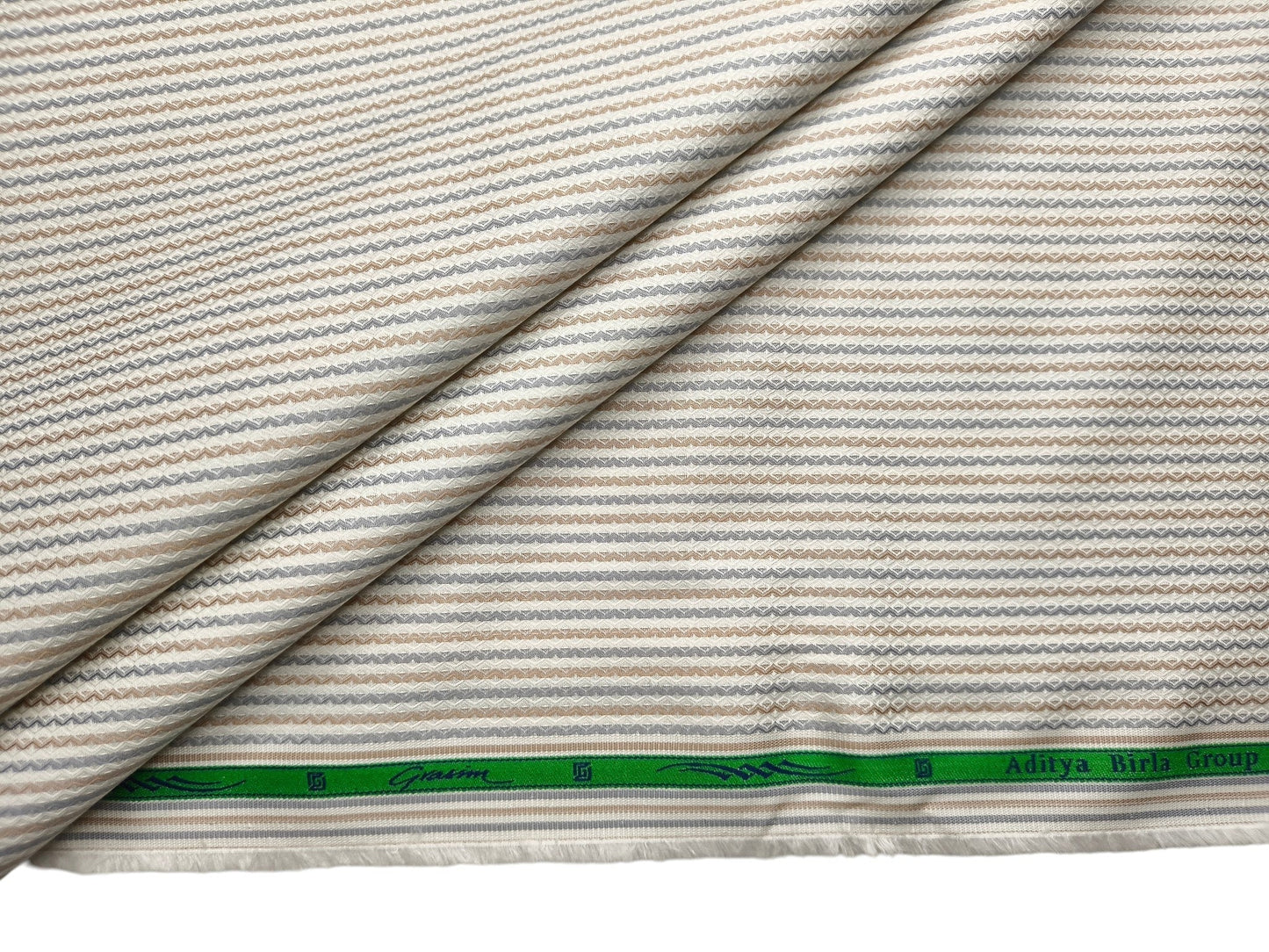 Grasim By Aditya Birla Group 100% Pure Cotton Shirting Fabric (Brown & Grey , Multistripes)