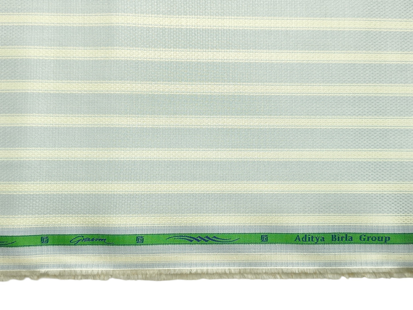 Grasim By Aditya Birla Group 100% Pure Cotton Shirting Fabric (Light Blue & Cream, Stripes)