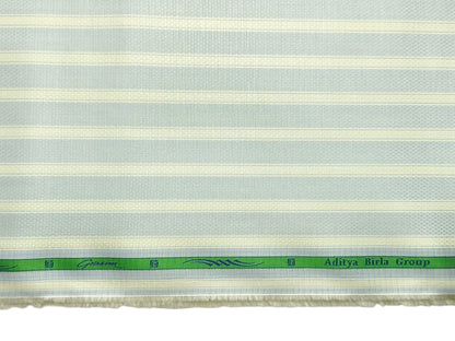 Grasim By Aditya Birla Group 100% Pure Cotton Shirting Fabric (Light Blue & Cream, Stripes)
