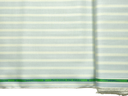 Grasim By Aditya Birla Group 100% Pure Cotton Shirting Fabric (Light Blue & Cream, Stripes)