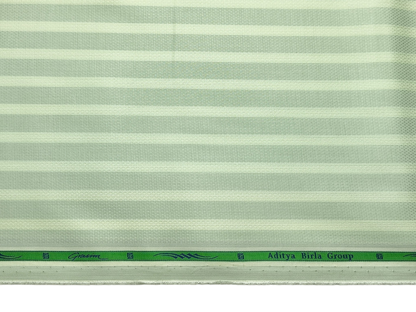 Grasim By Aditya Birla Group 100% Pure Cotton Shirting Fabric (Light Green , Stripes)