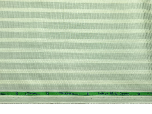 Grasim By Aditya Birla Group 100% Pure Cotton Shirting Fabric (Light Green , Stripes)