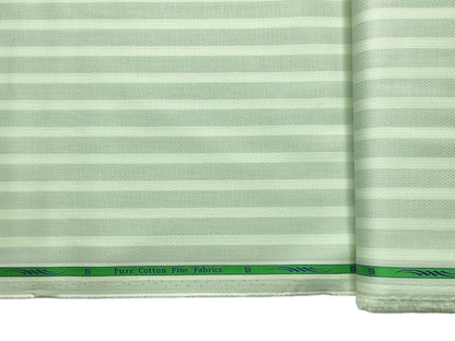 Grasim By Aditya Birla Group 100% Pure Cotton Shirting Fabric (Light Green , Stripes)