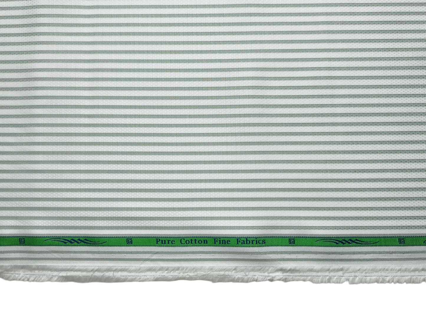 Grasim By Aditya Birla Group 100% Pure Cotton Shirting Fabric (White & Pastel Green, Stripes)