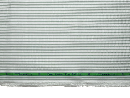 Grasim By Aditya Birla Group 100% Pure Cotton Shirting Fabric (White & Pastel Green, Stripes)