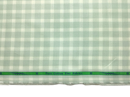 Grasim By Aditya Birla Group 100% Pure Cotton Shirting Fabric (Light Green , Checks)
