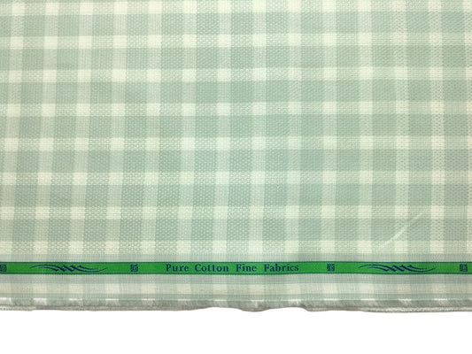 Grasim By Aditya Birla Group 100% Pure Cotton Shirting Fabric (Light Green , Checks)