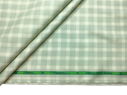 Grasim By Aditya Birla Group 100% Pure Cotton Shirting Fabric (Light Green , Checks)