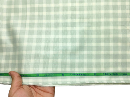 Grasim By Aditya Birla Group 100% Pure Cotton Shirting Fabric (Light Green , Checks)