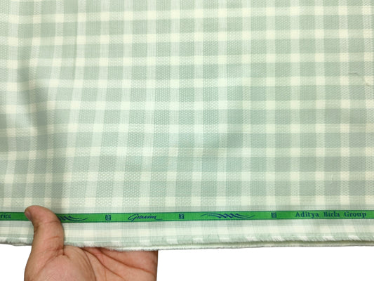 Grasim By Aditya Birla Group 100% Pure Cotton Shirting Fabric (Light Green , Checks)