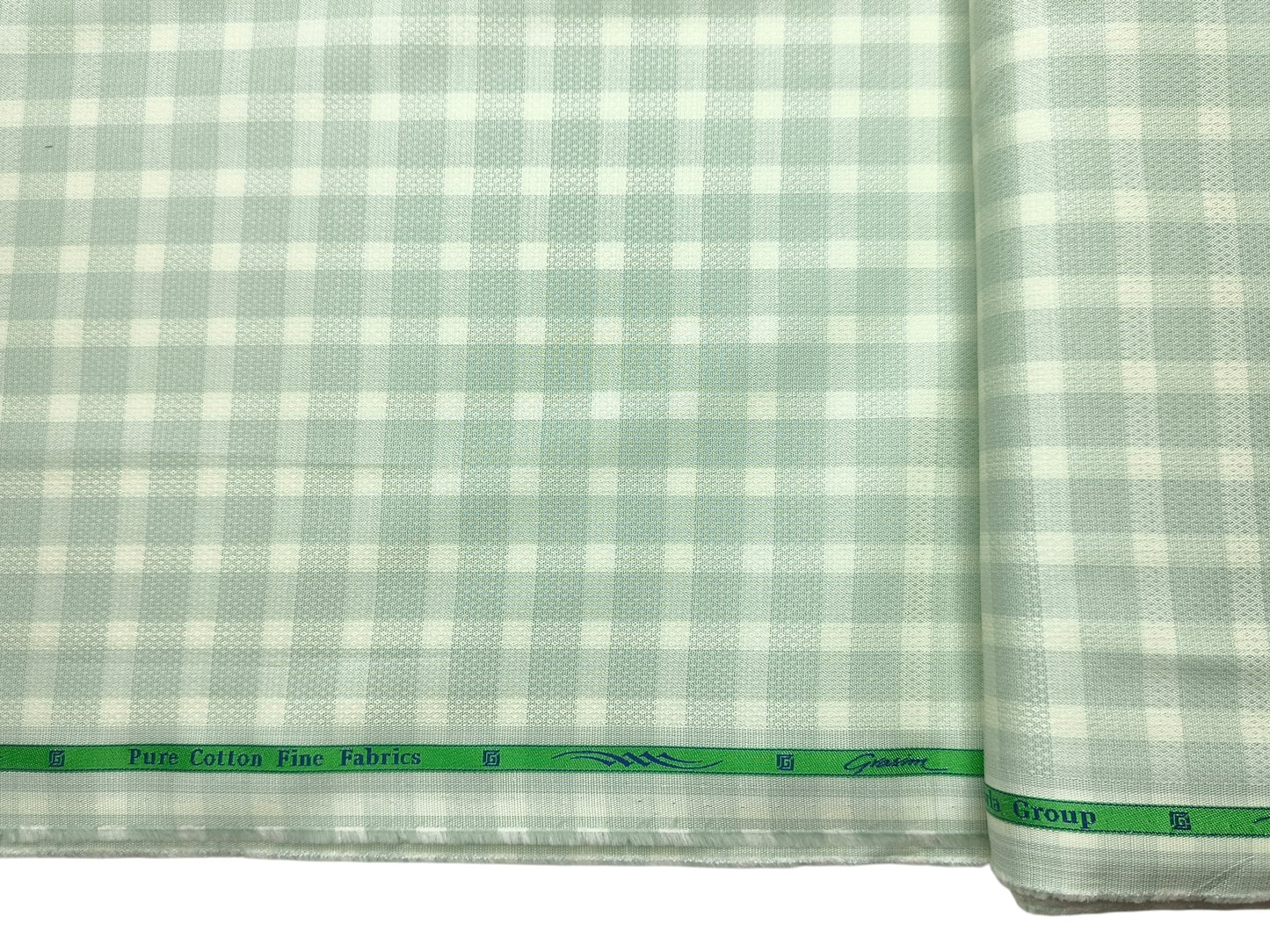 Grasim By Aditya Birla Group 100% Pure Cotton Shirting Fabric (Light Green , Checks)