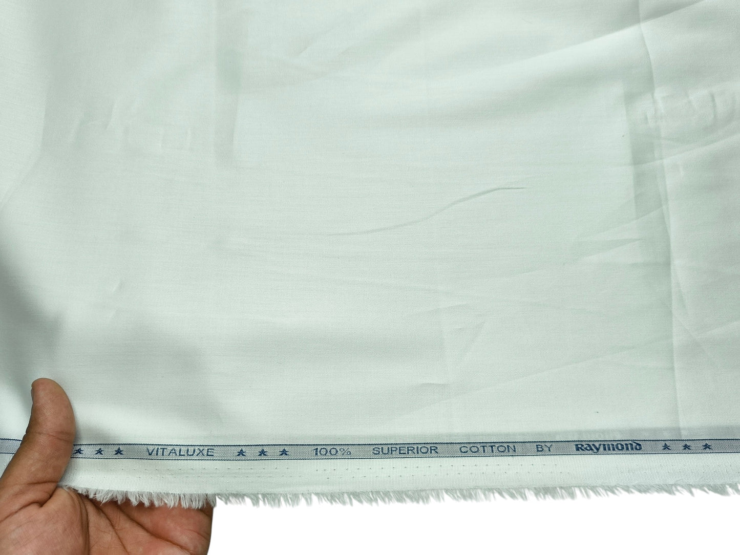 Raymond Vitaluxe 100% Superior Cotton Shirting Fabric (White, Plain)