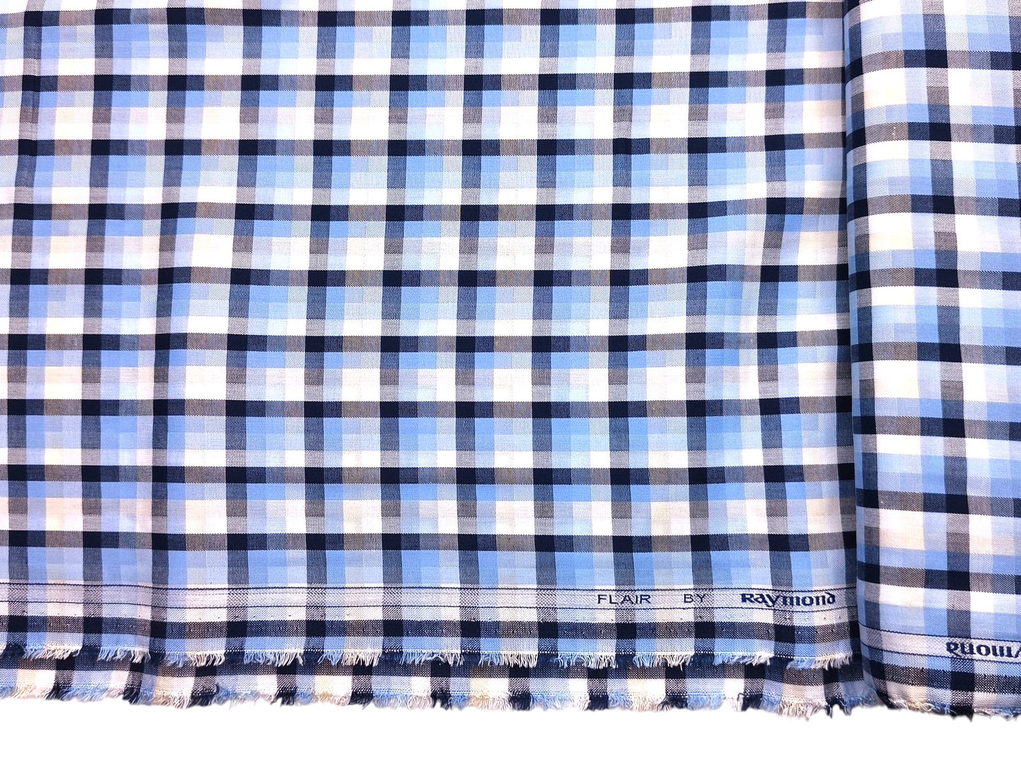 Raymond Cotton Bamboo Blended Premium Shirting Fabric (Sky Blue, Multichecks)