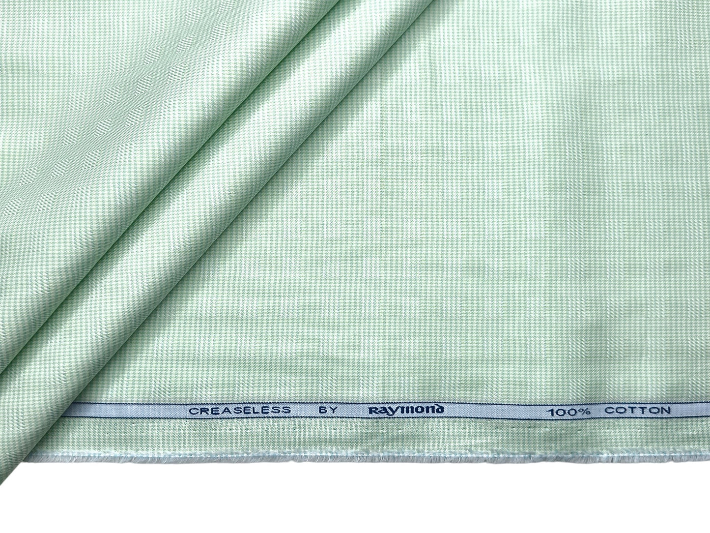 Raymond 100% Premium Cotton Shirting Fabric (Light Green, Patterned)