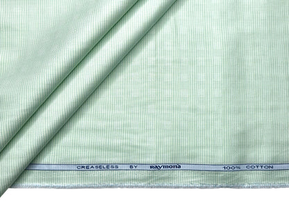 Raymond 100% Premium Cotton Shirting Fabric (Light Green, Patterned)